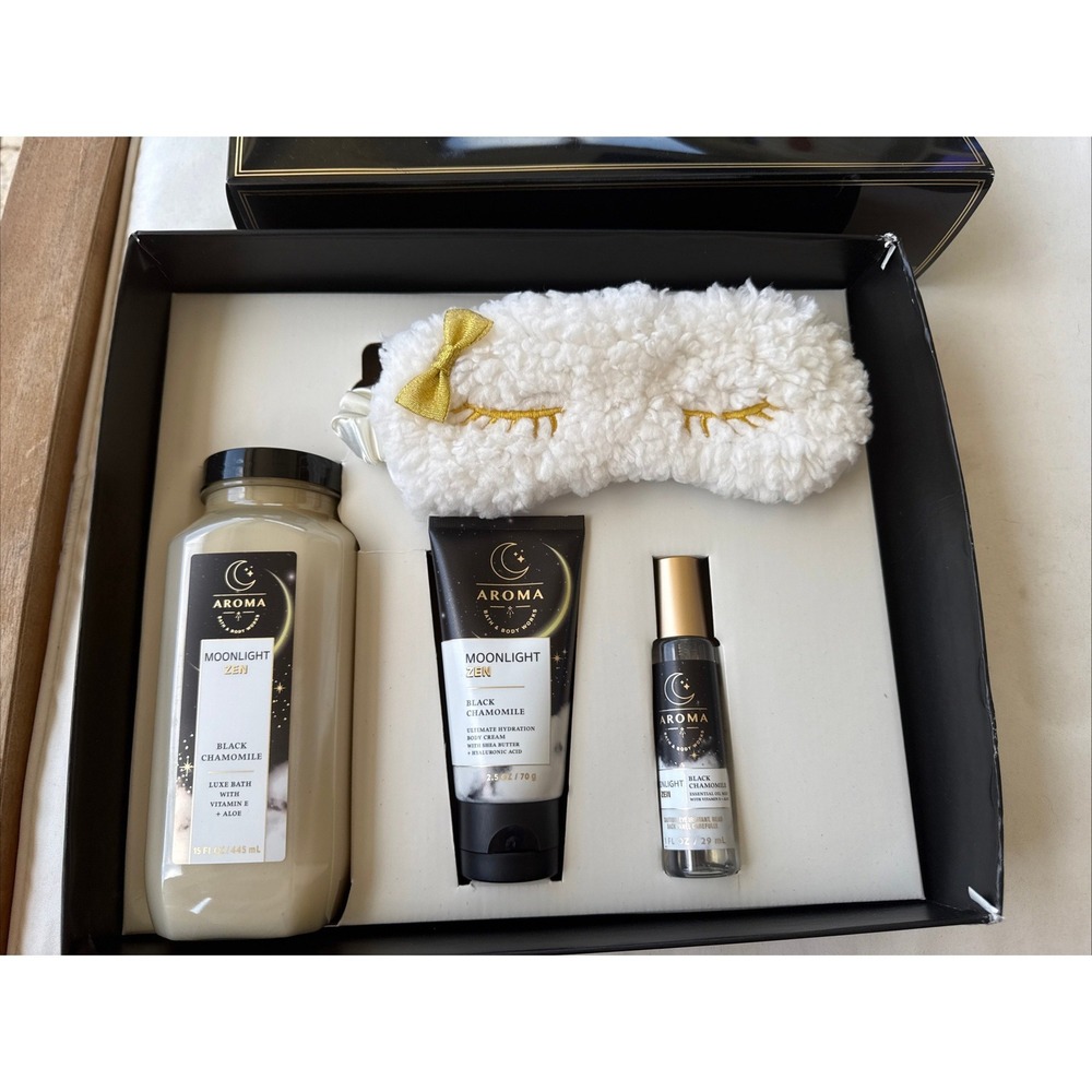 Bath & Body Works Aroma Moonlight Zen Black Chamomile Gift Set with Eye Mask
